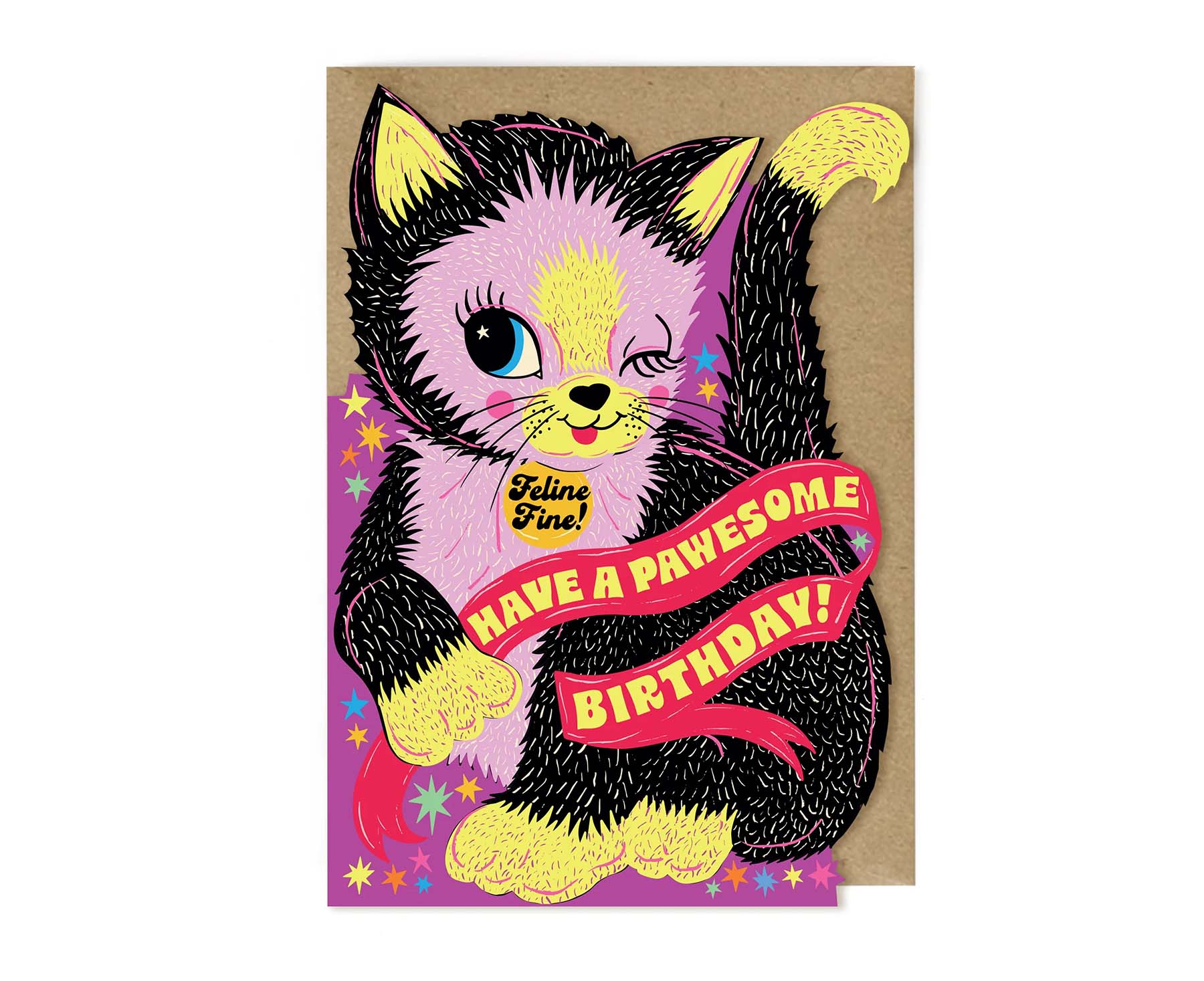 Pawesome Birthday Cat Cutout Birthday Card – The Letter Arty