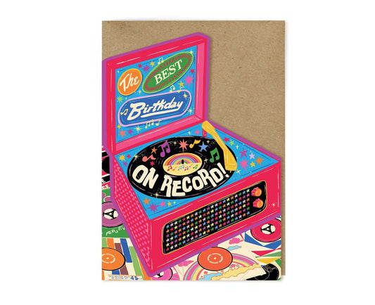 Best Birthday Vinyl Record Player Cutout Birthday Card
