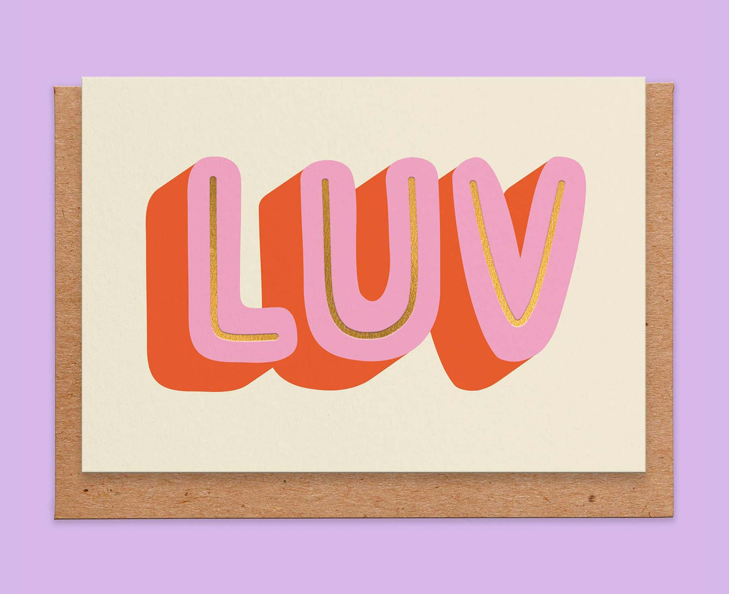 LUV Gold Foil Valentines Card