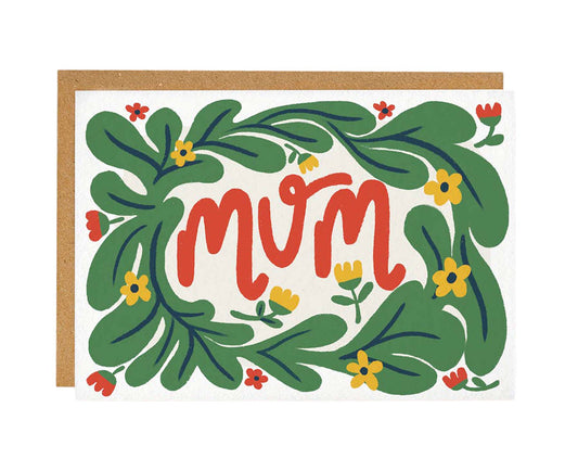 Floral Folk Border Mum Mother's Day Card