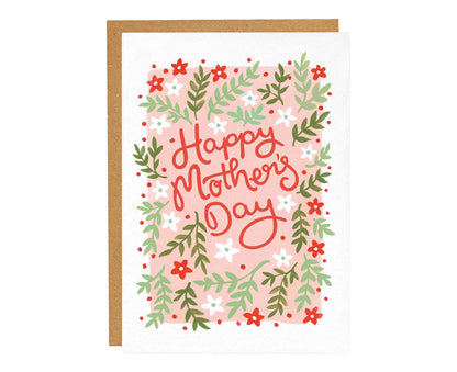 Pink and Red Floral 'Happy Mother's Day' Card