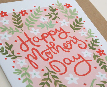 Pink and Red Floral 'Happy Mother's Day' Card