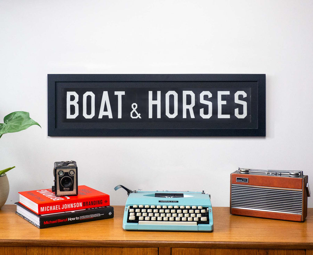 Boat & Horses 1960s Framed Bus Blind