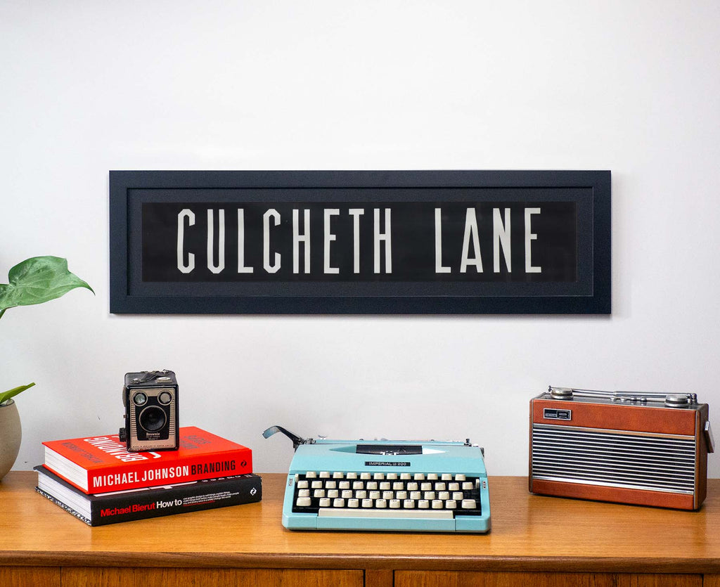 Culcheth Lane 1960s Framed Bus Blind