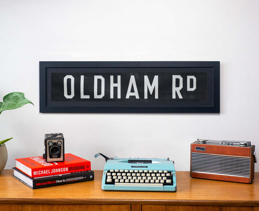 Oldham Road 1960s Framed Bus Blind