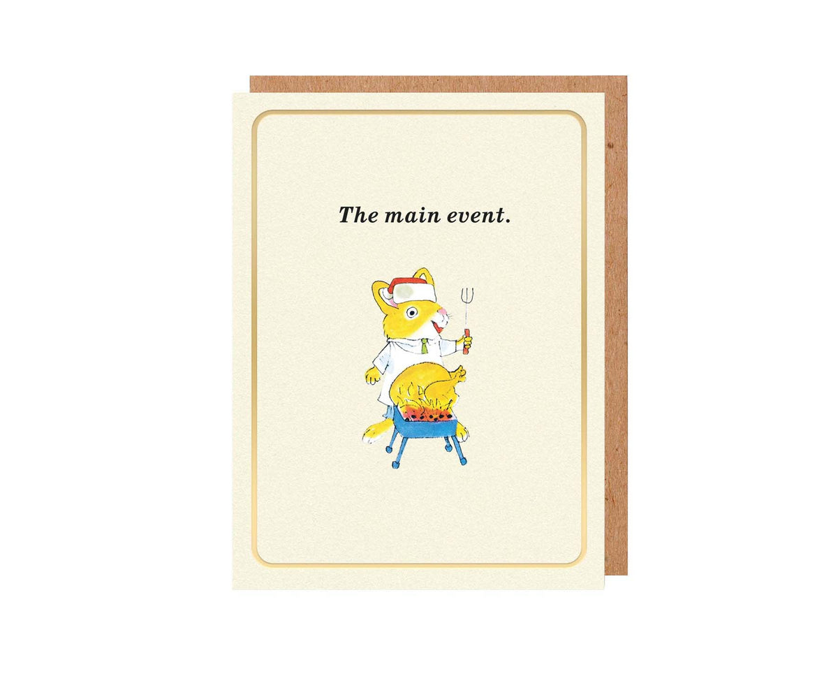 The Main Event Richard Scarry Gold Foiled Mini Christmas Card