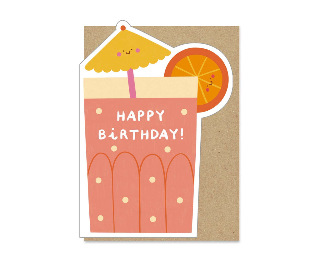 Happy Birthday Fruity Cocktail Die Cut Birthday Card