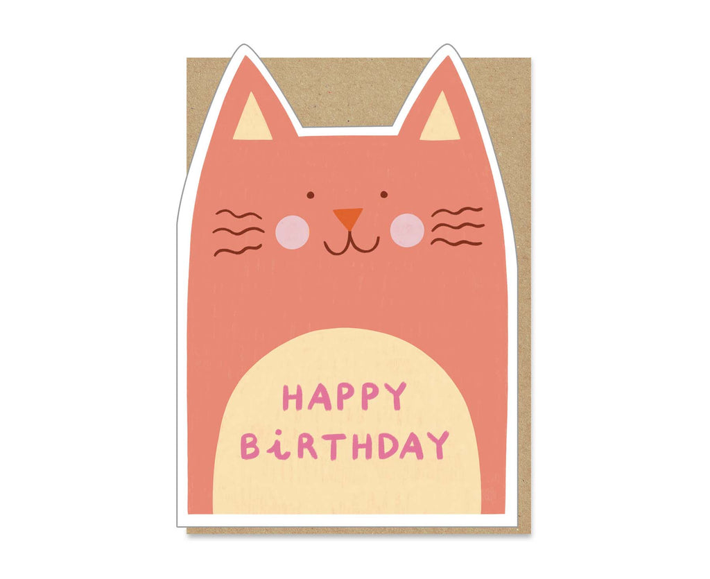 Happy Birthday Cute Cat Die Cut Birthday Card