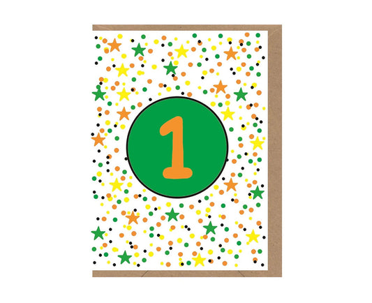 1st Birthday Neon embossed mini card