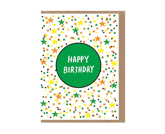 Happy Birthday Spots & Stars embossed mini birthday card