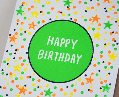 Happy Birthday Spots & Stars embossed mini birthday card