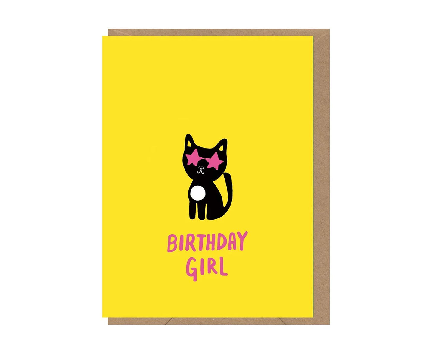 Birthday Girl Cat embossed mini birthday card