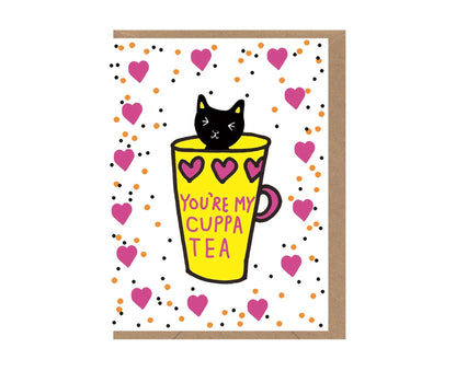 You're My Cuppa Tea Cat embossed mini love card