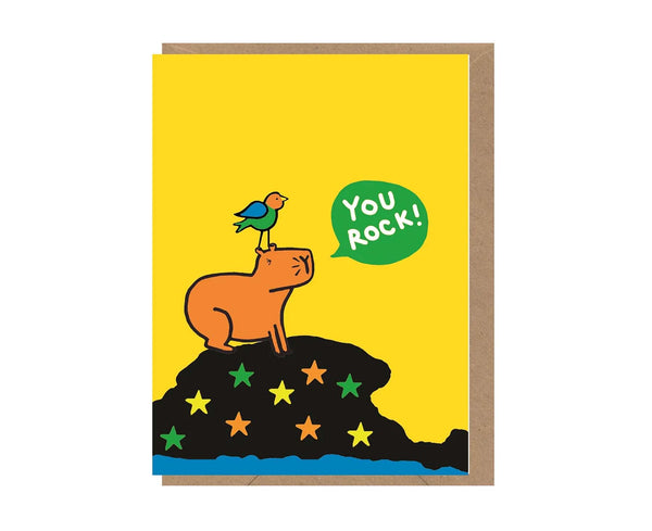 You Rock Capybara embossed mini congratulations card – The Letter Arty