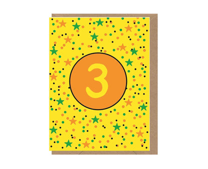 3rd Birthday Neon embossed mini card