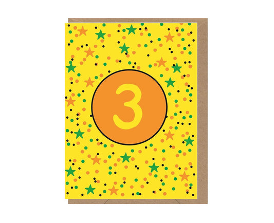 3rd Birthday Neon embossed mini card