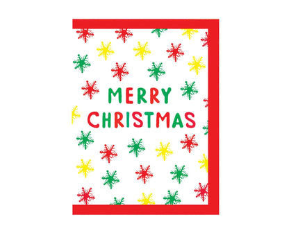 Merry Christmas Snowflakes embossed mini Christmas card