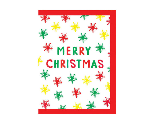 Merry Christmas Snowflakes embossed mini Christmas card