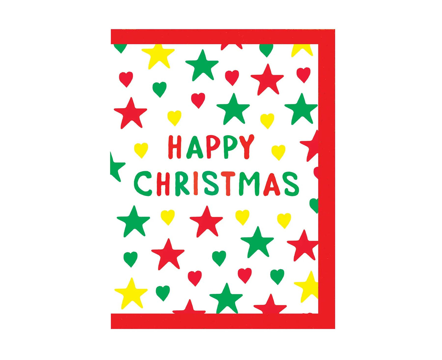 Happy Christmas Stars & Hearts embossed mini Christmas card