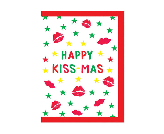Happy Kiss-mas Lips & Stars embossed mini Christmas card