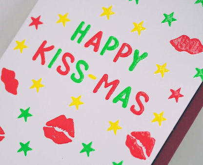 Happy Kiss-mas Lips & Stars embossed mini Christmas card