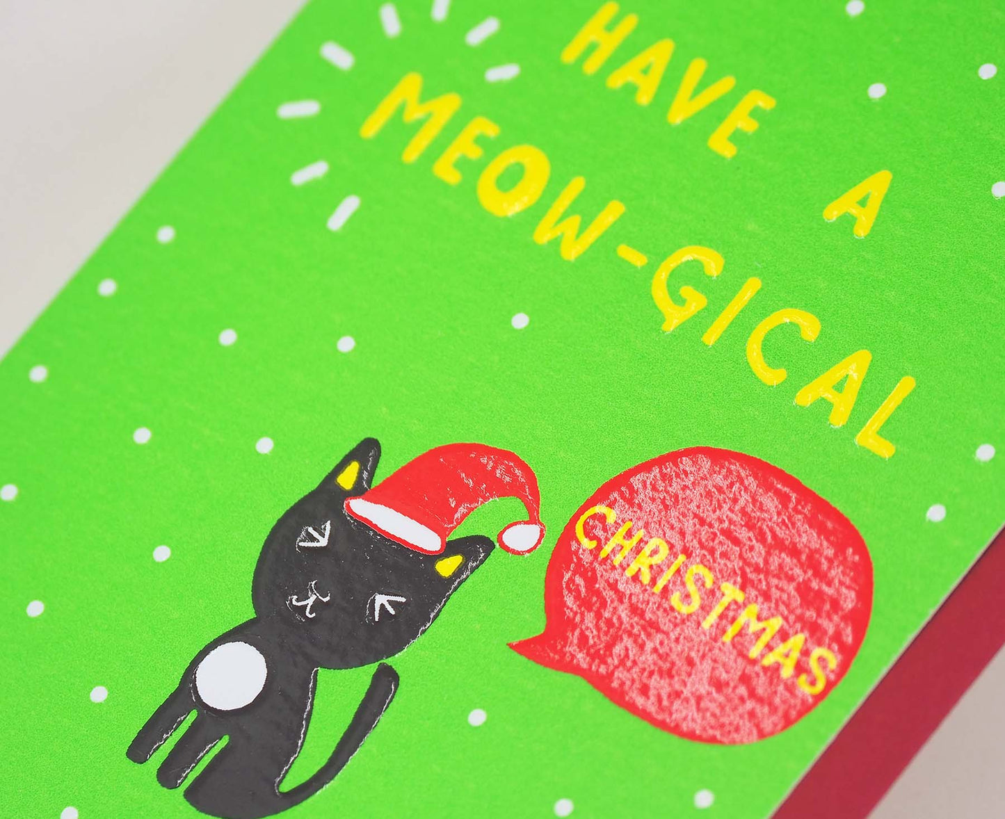 Meow-gical Christmas Cat embossed mini Christmas card