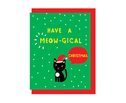 Meow-gical Christmas Cat embossed mini Christmas card