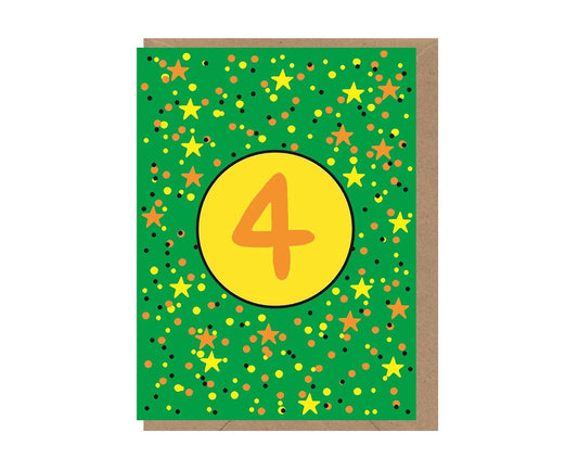 4th Birthday Neon embossed mini card