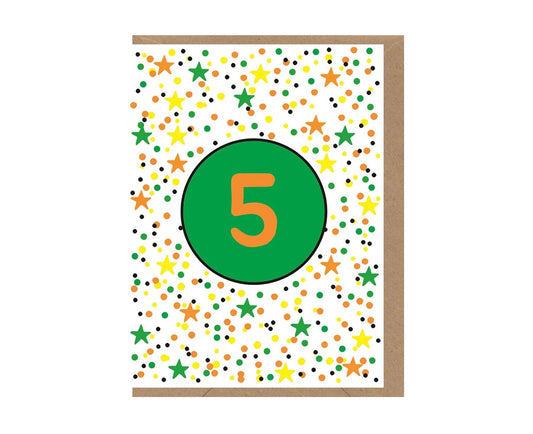 5th Birthday Neon embossed mini card