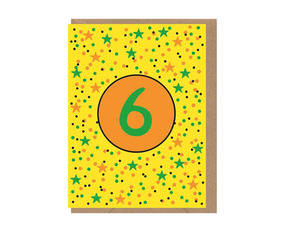 6th Birthday Neon embossed mini card