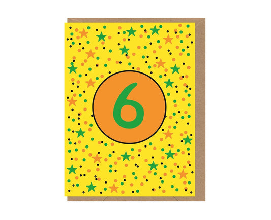 6th Birthday Neon embossed mini card
