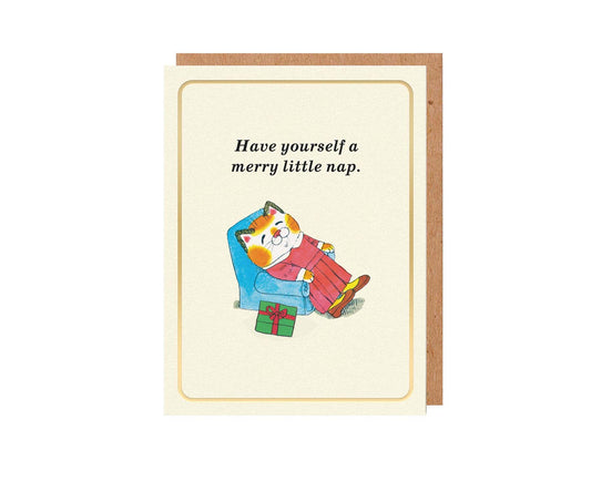 Have Yourself A Merry Little Nap Richard Scarry Gold Foiled Mini Christmas Card