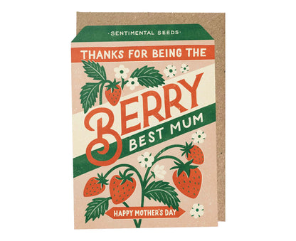 Berry Best Mum Strawberry Vintage Seed Packet Mother's Day Card