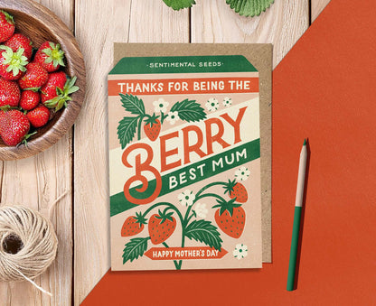 Berry Best Mum Strawberry Vintage Seed Packet Mother's Day Card