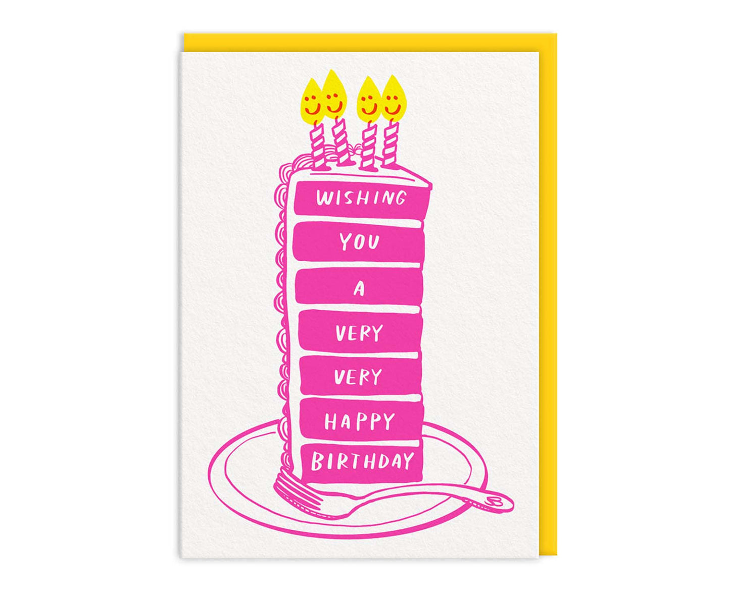 Pink Birthday Cake Slice & Candles Birthday Card