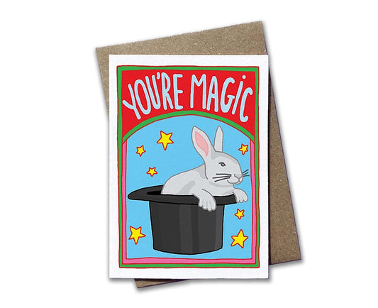You're Magic! Rabbit in a Hat Matchbox Mini Thank You or Congratulations Card