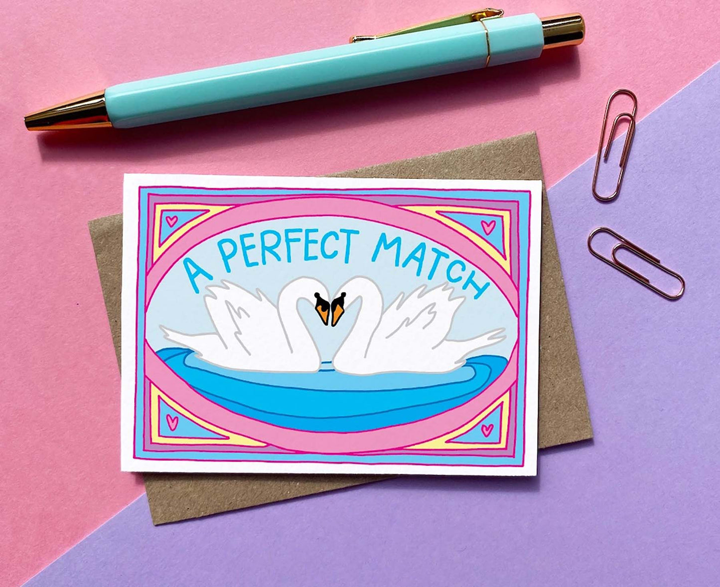 A Perfect Match Swans Matchbox Mini Card