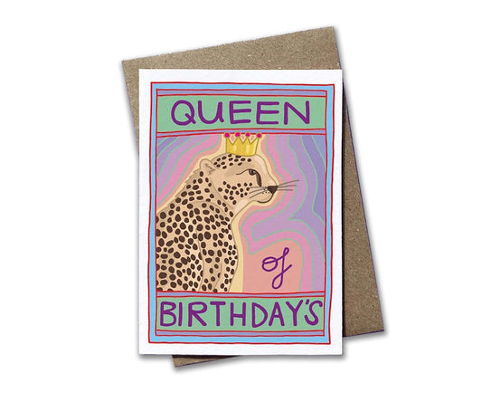Queen of Birthdays Leopardess Matchbox Mini Birthday Card