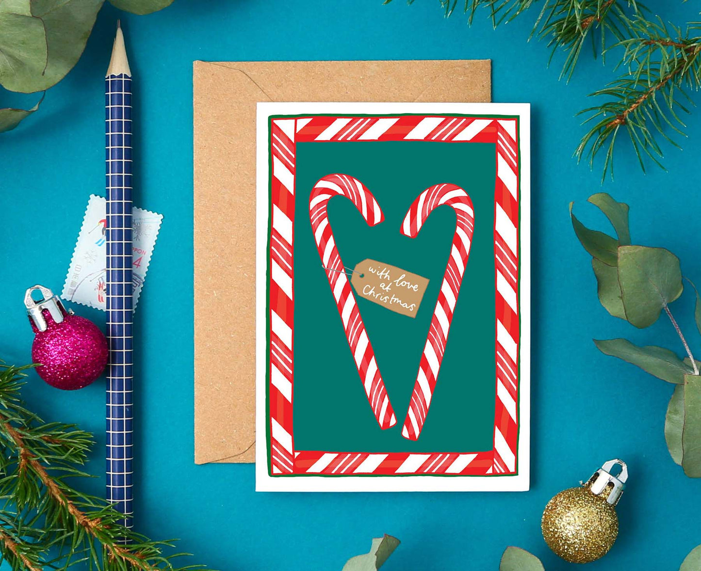 Candy Canes With Love Mini Christmas Card