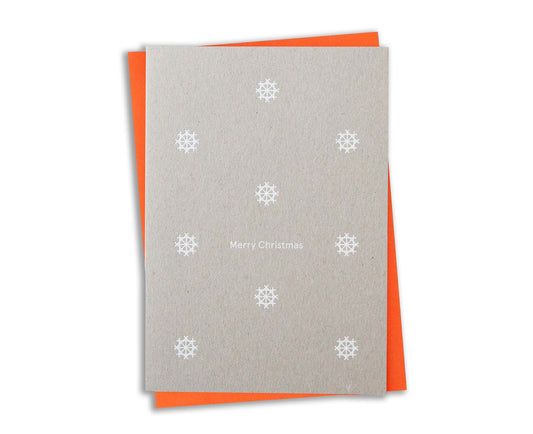 Merry Christmas Snowflake Motif White Foiled Christmas Card