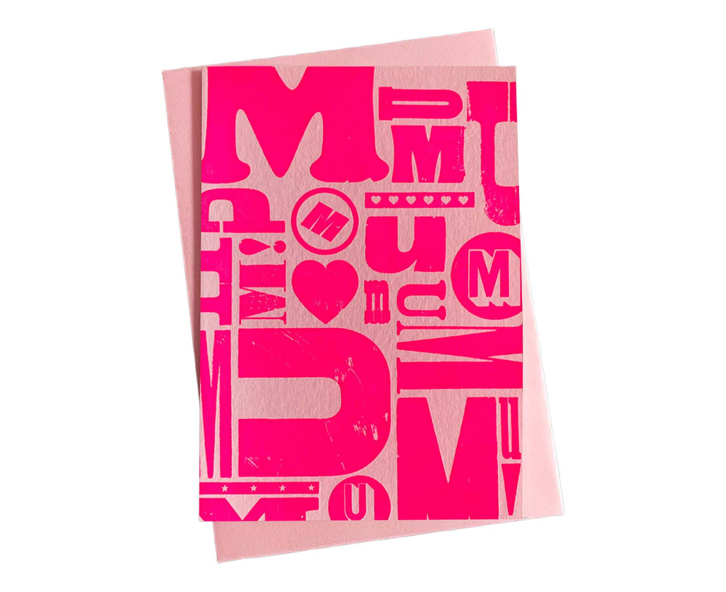Pink Mum on Pink Letterpress Mother's Day Card