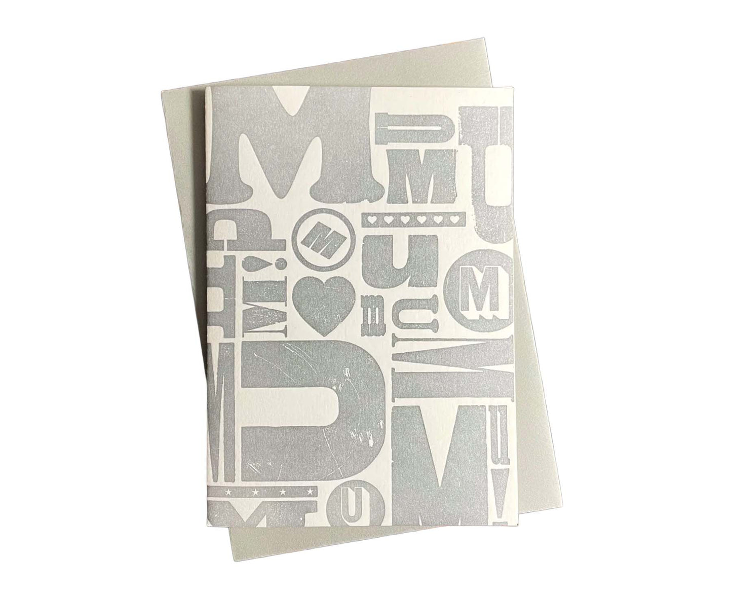 Silver Mum on White Letterpress Mother's Day Card
