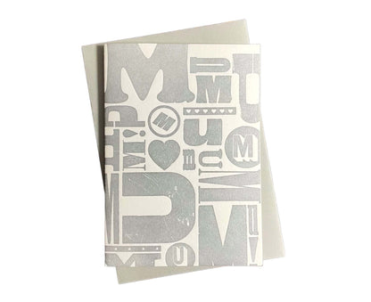 Silver Mum on White Letterpress Mother's Day Card