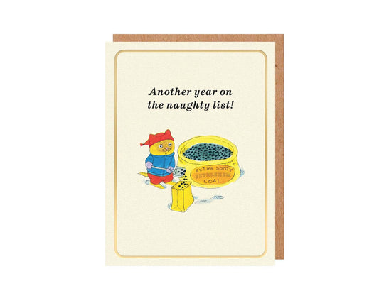 Another Year On The Naughty List Richard Scarry Gold Foiled Mini Christmas Card