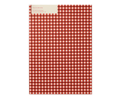 A5 Red Gingham Notebook - lined & plain pages