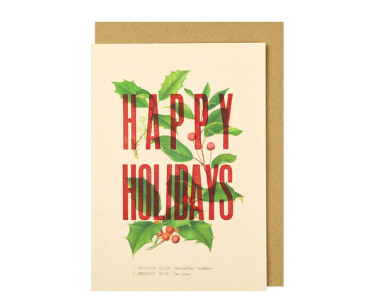 Happy Holidays Handmade Letterpress Christmas Card