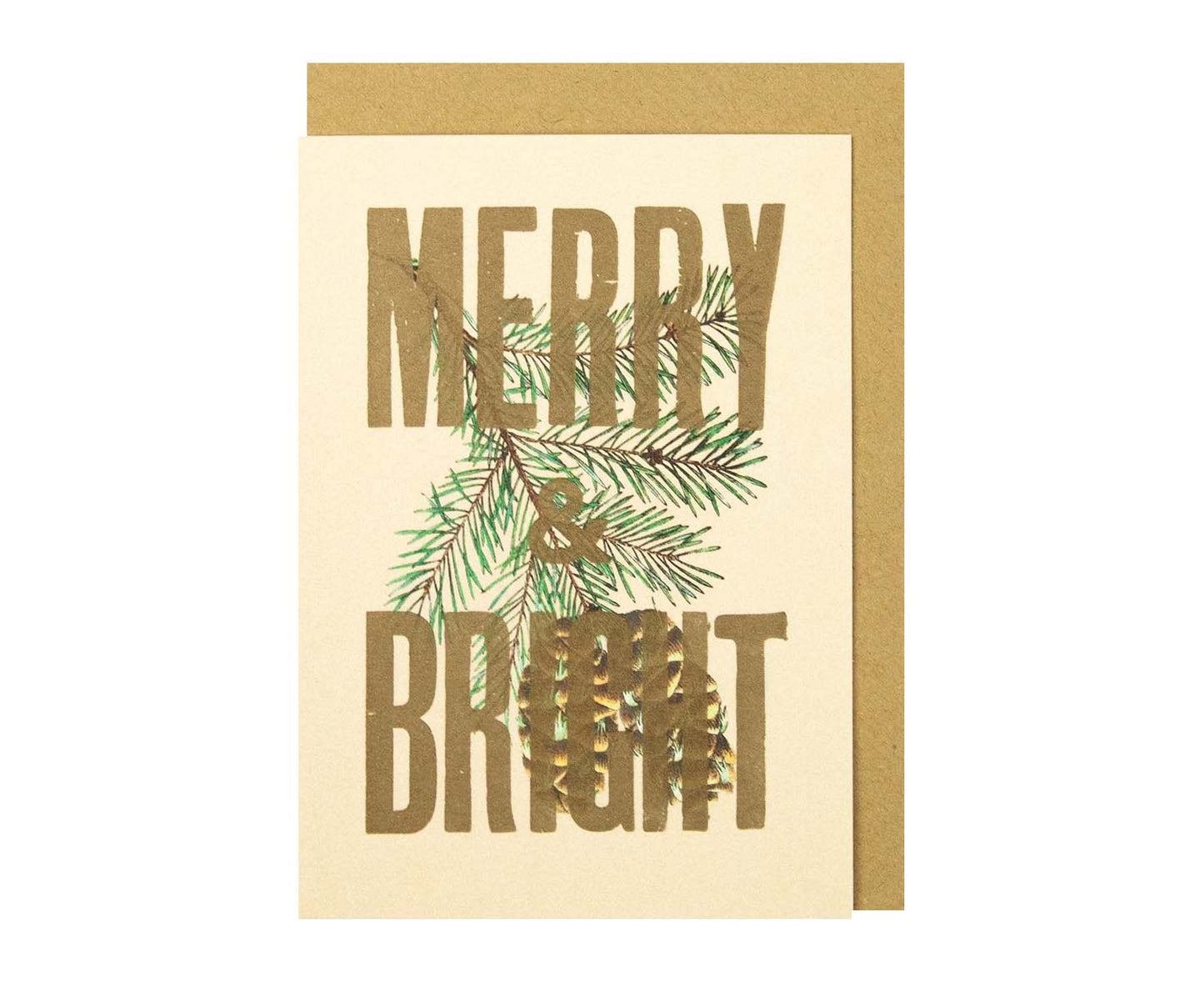 Merry & Bright Handmade Letterpress Christmas Card