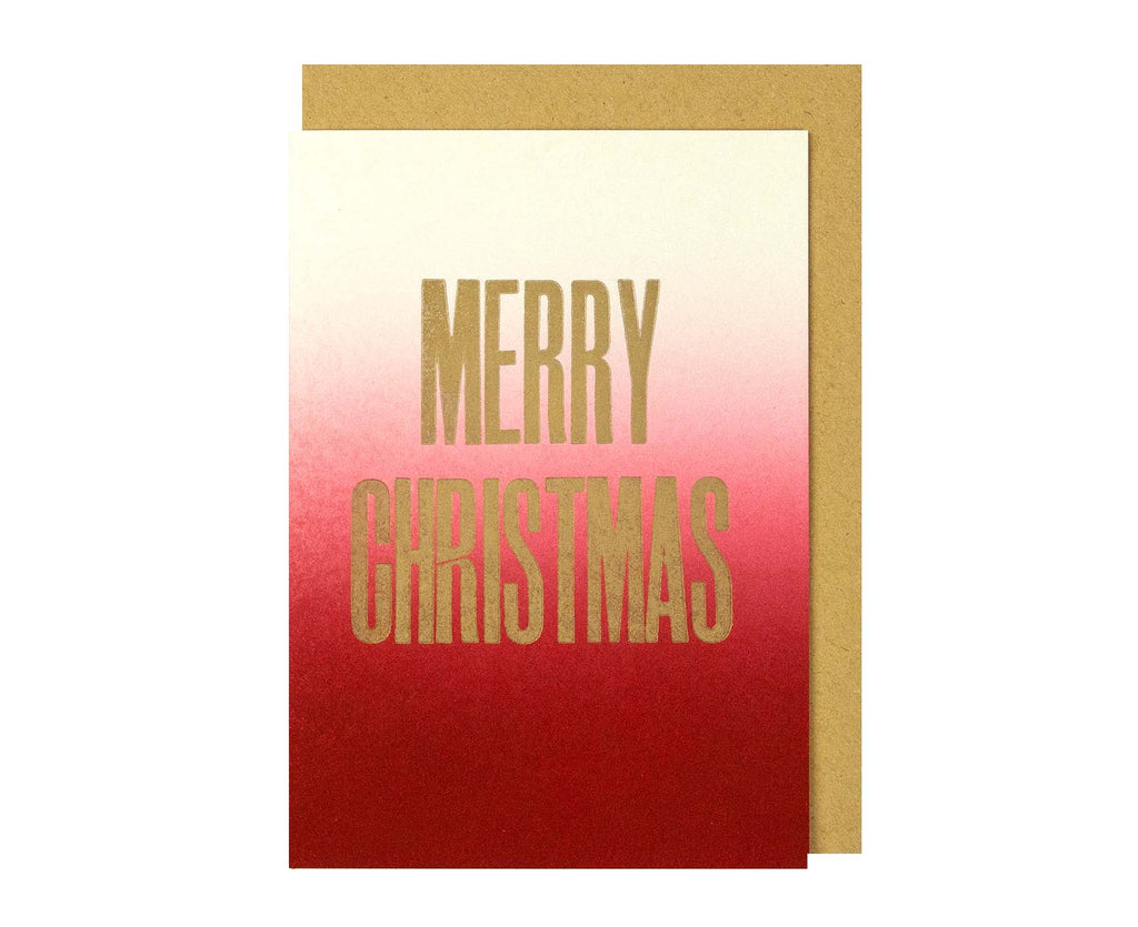 Merry Christmas Red Handmade Letterpress Christmas Card