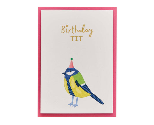 Birthday Tit Blue Tit Gold Foiled Birthday Card