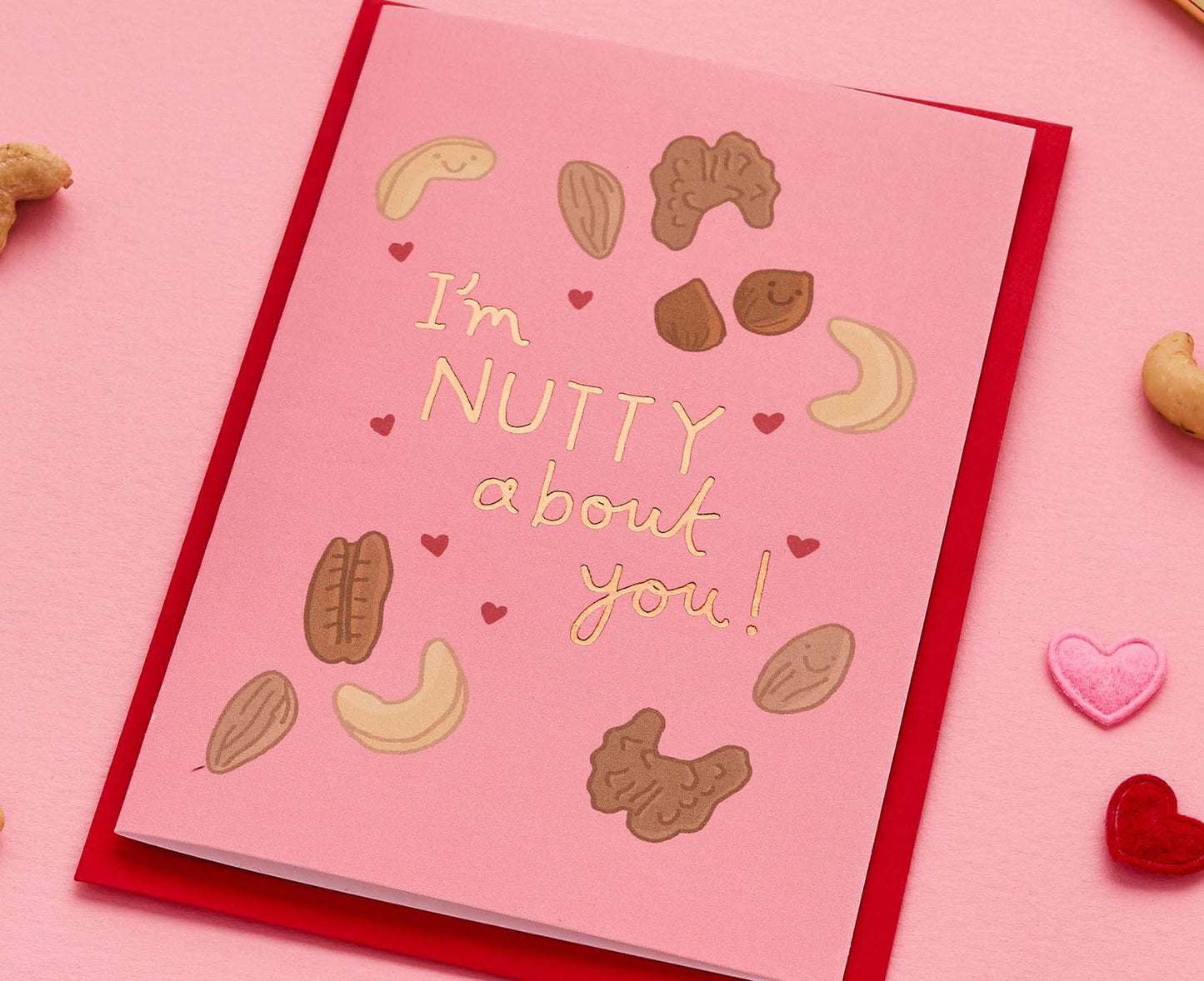 Nutty About You Gold Foiled Anniversary / Valentine's Card